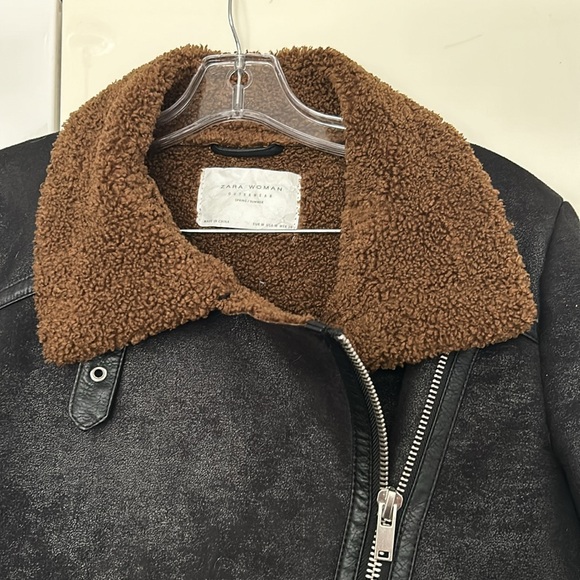 Zara Black and Tan Teddy Jacket - Picture 3 of 6